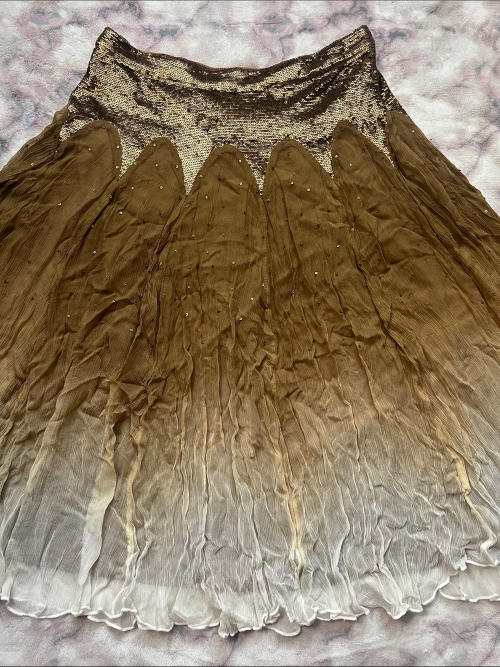 Soft Surroundings Brown and Gold Sequined Skirt